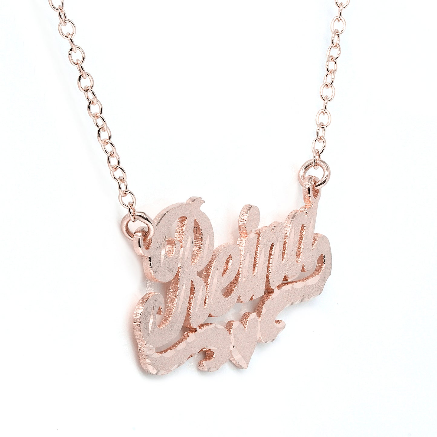 Personalized 14K Gold Name Plate Necklace | Florentine Finish