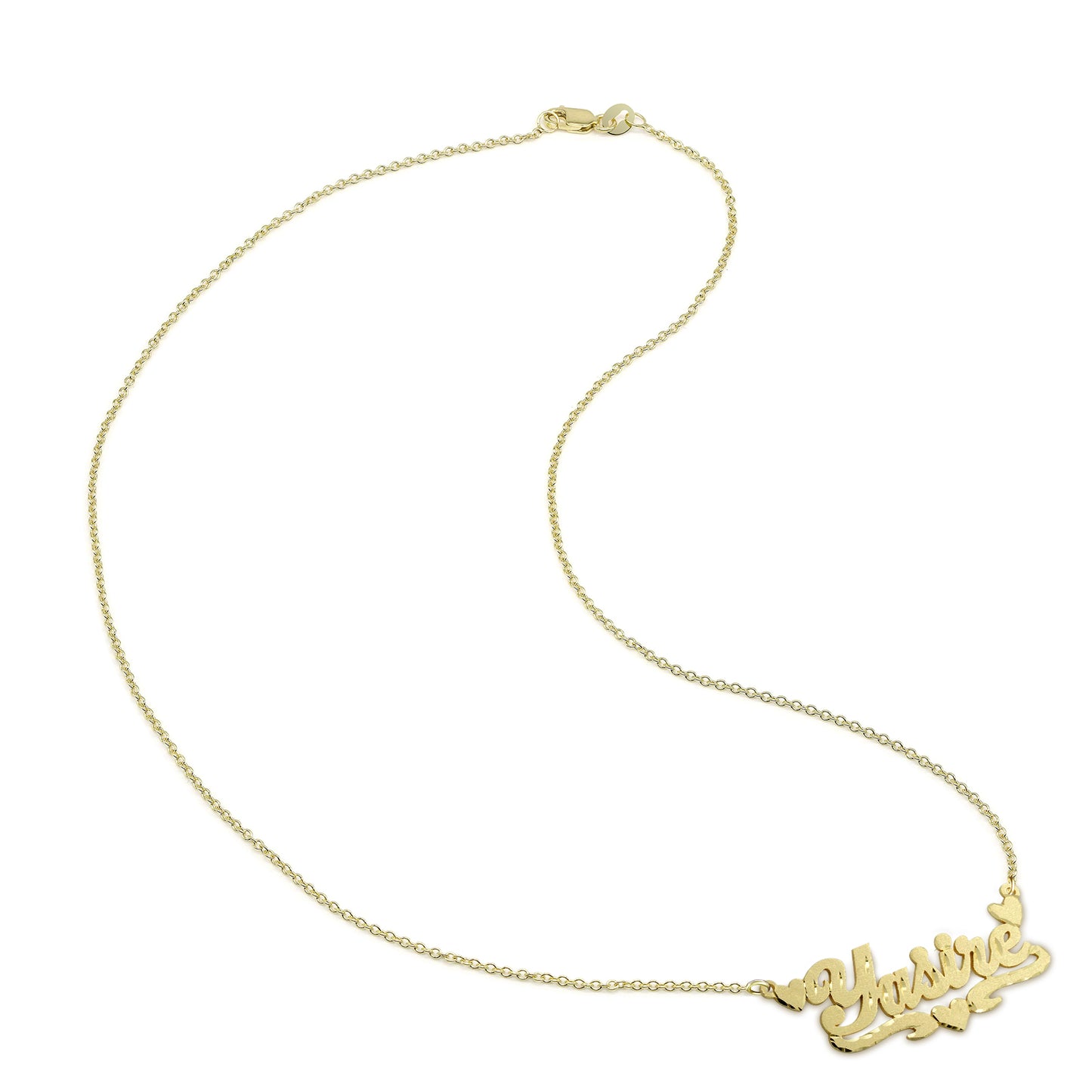 Custom Name Plate Necklace in 14K Solid Gold with Florentine Finish