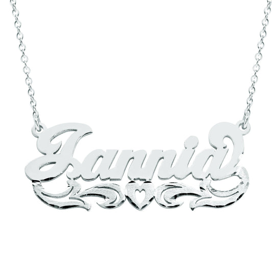 Solid Sterling Silver Nameplate with Florentine Finish and High Polish