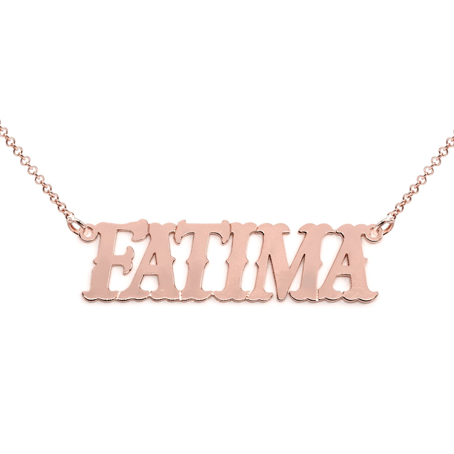 Custom Sterling Silver Western Font Nameplate Necklace