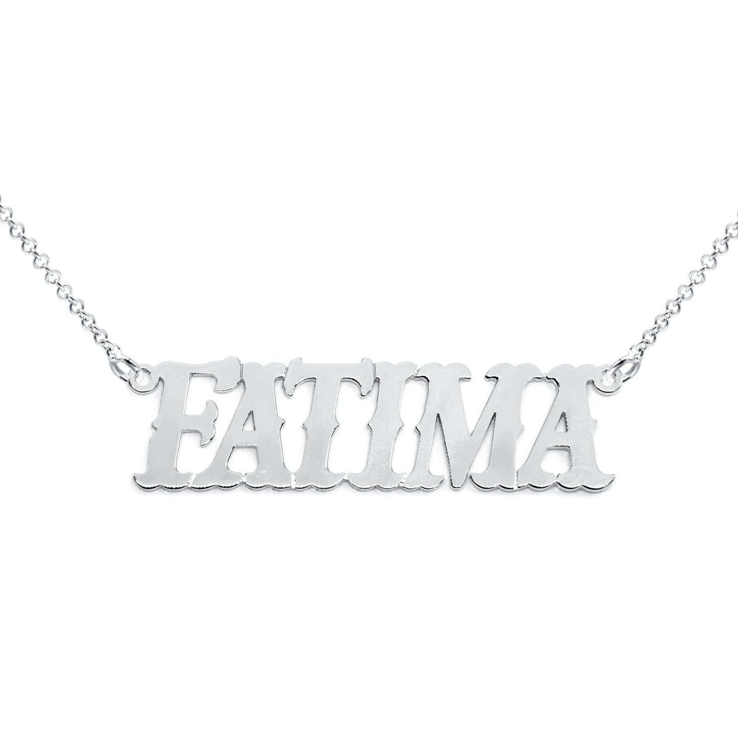 Custom Sterling Silver Western Font Nameplate Necklace