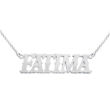 Custom Sterling Silver Western Font Nameplate Necklace