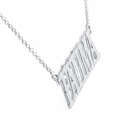 Custom Sterling Silver Western Font Nameplate Necklace