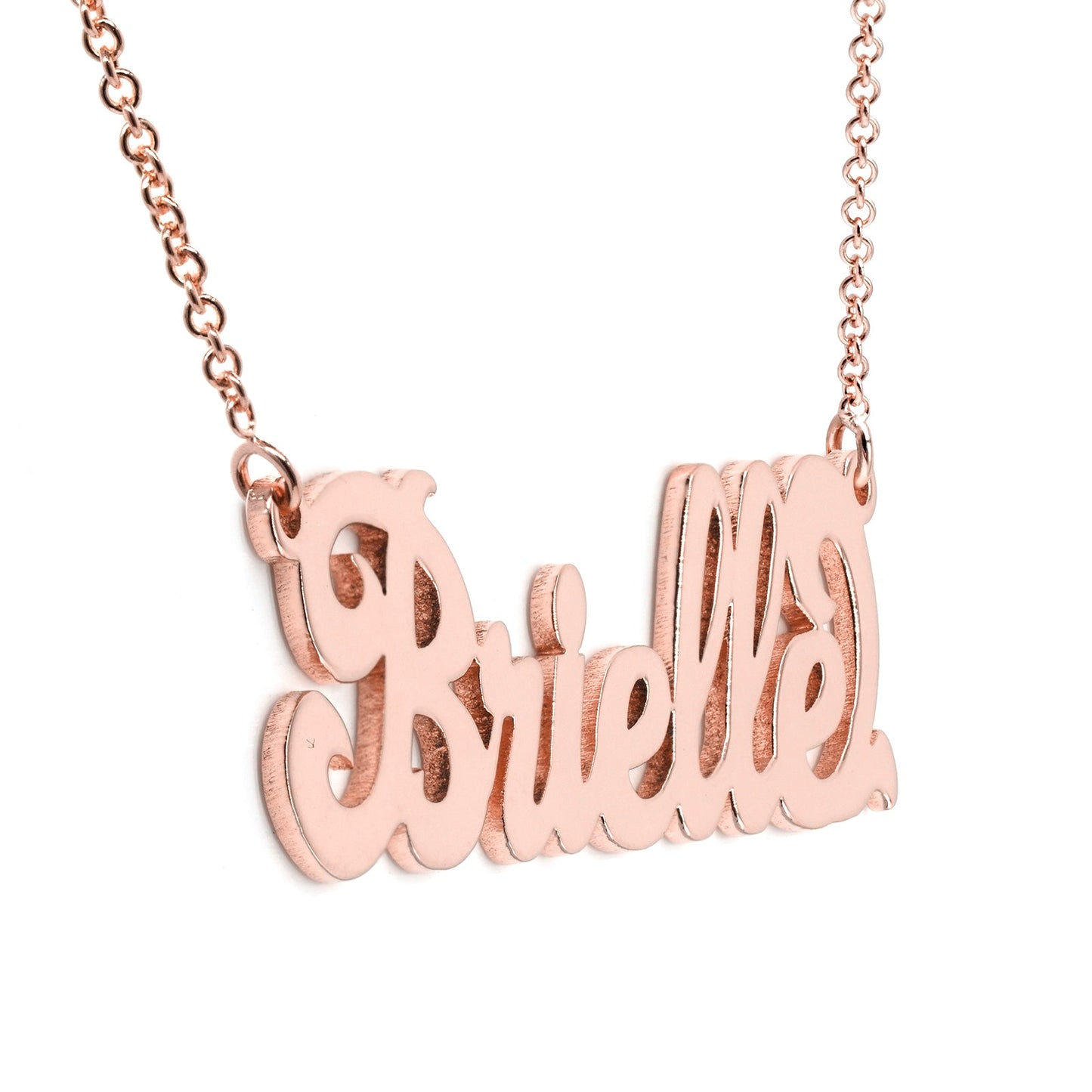 Personalized Sterling Silver Script Text Nameplate Necklace | Extra Thick Plate