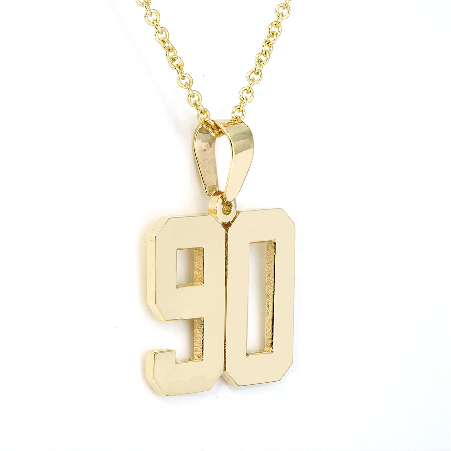 14K Gold Block Jersey Numbers Pendant