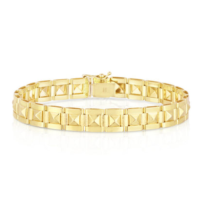 14K Gold Spike Pyramid Bracelet with Box Clasp