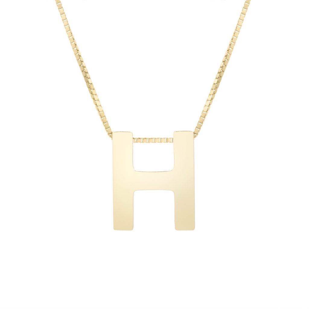 14K Gold Yours Truly Block Letter Initial Letter Necklace