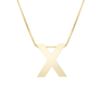 14K Gold Yours Truly Block Letter Initial Letter Necklace