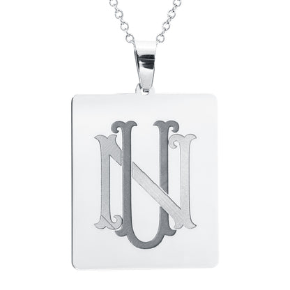 Custom Monogram Rectangle Pendant in 14K Solid Gold | Engravable