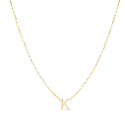 High Polished 14K Gold Mini Initial Letter Necklace