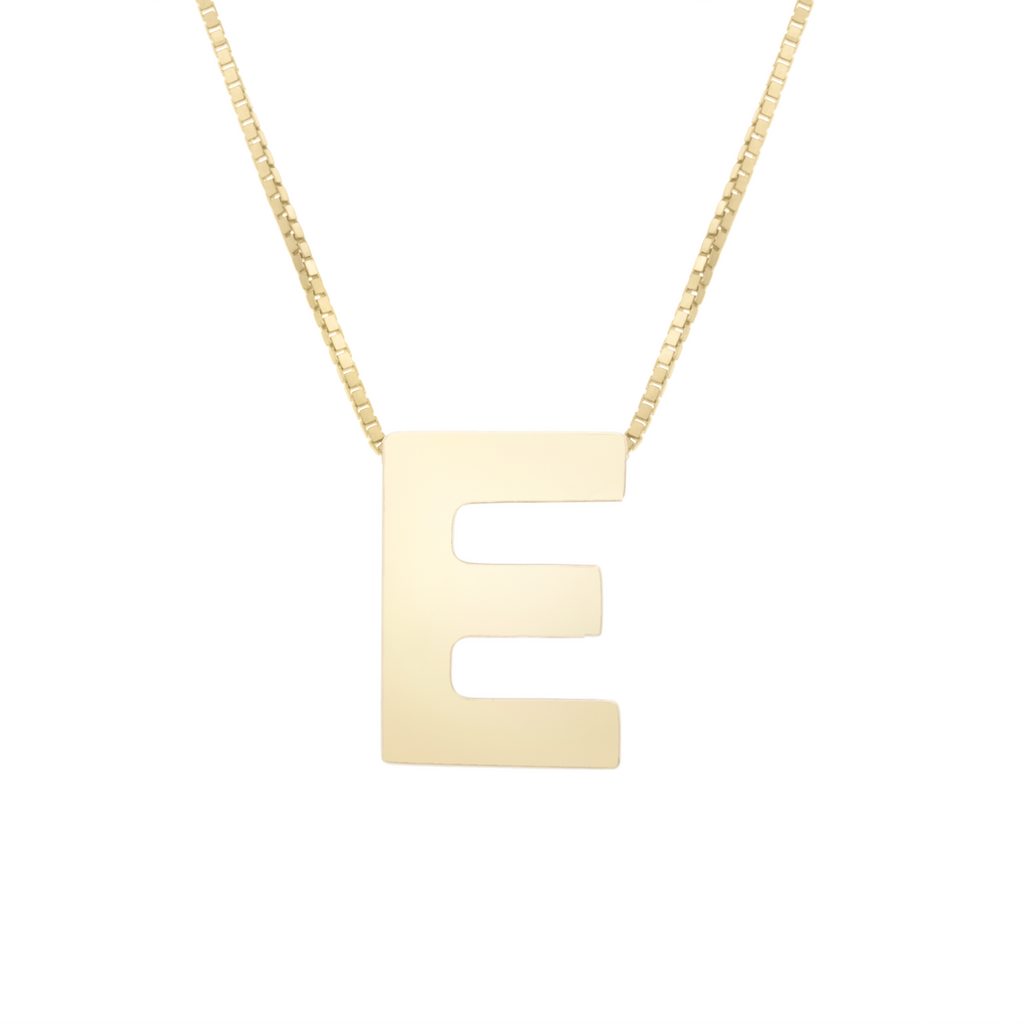 14K Gold Yours Truly Block Letter Initial Letter Necklace