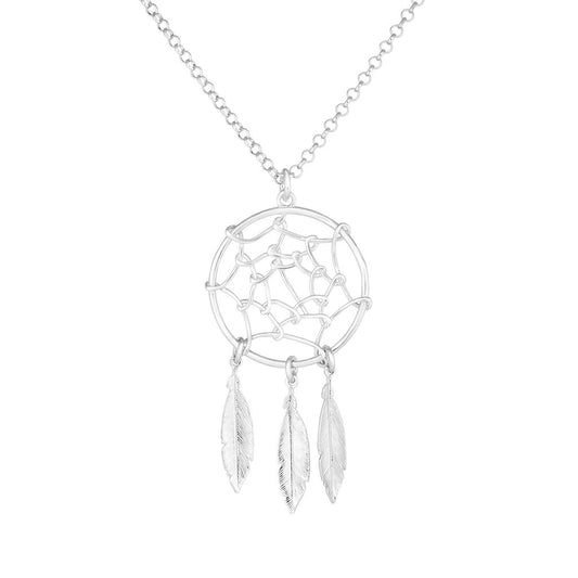 Sterling Silver Dream Catcher Charm Pendant Necklace