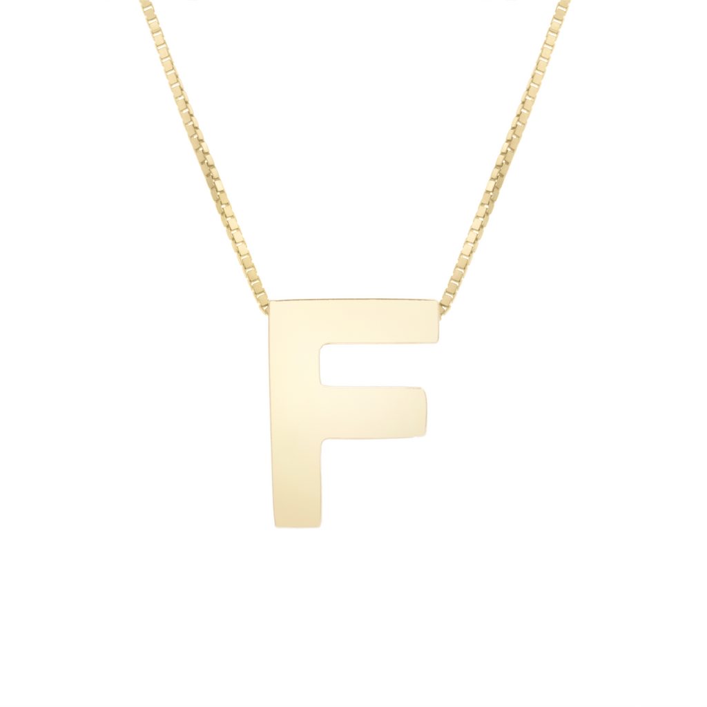 14K Gold Yours Truly Block Letter Initial Letter Necklace