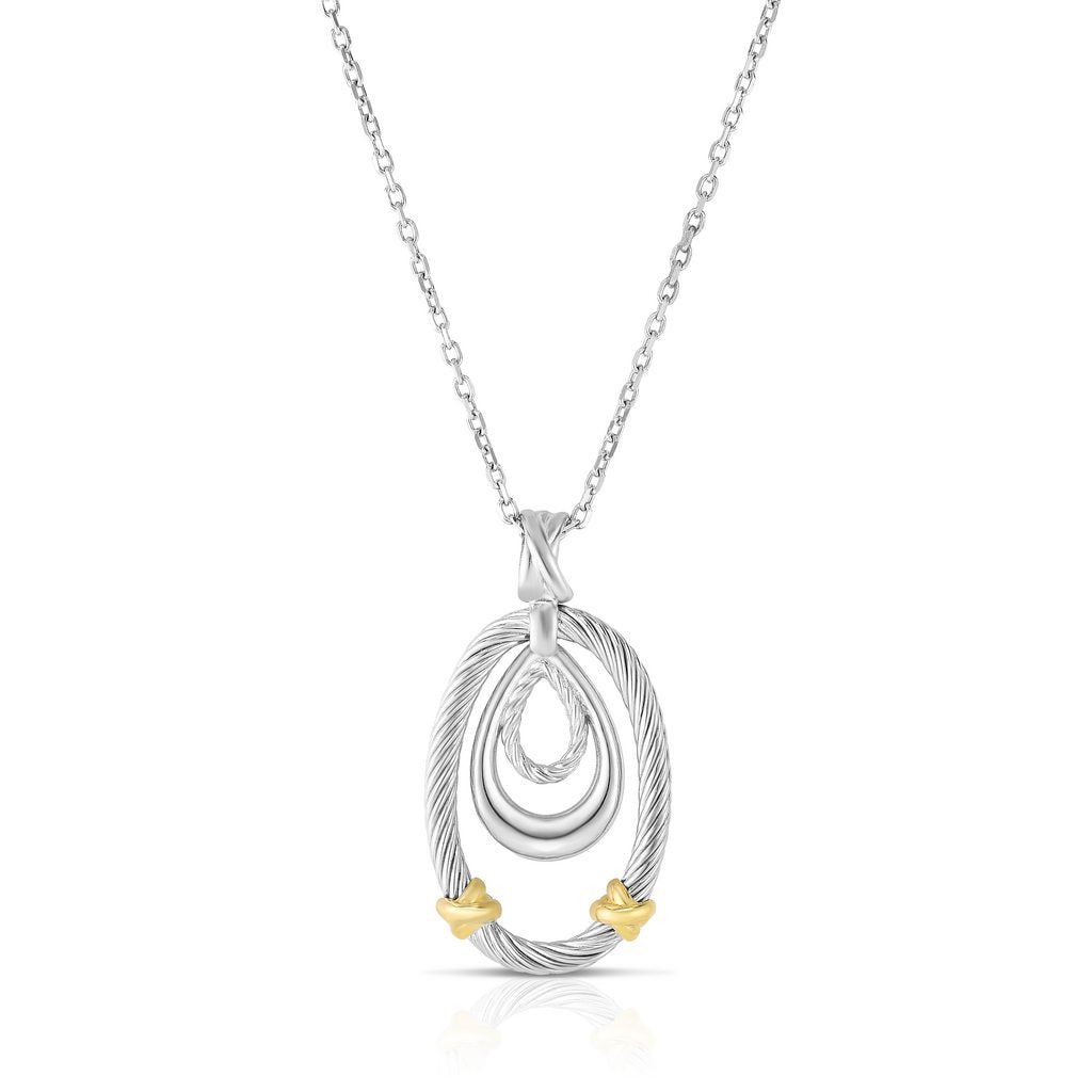 18K Gold & Sterling Silver 'Abraccia' Oval Pendant Charm Necklace