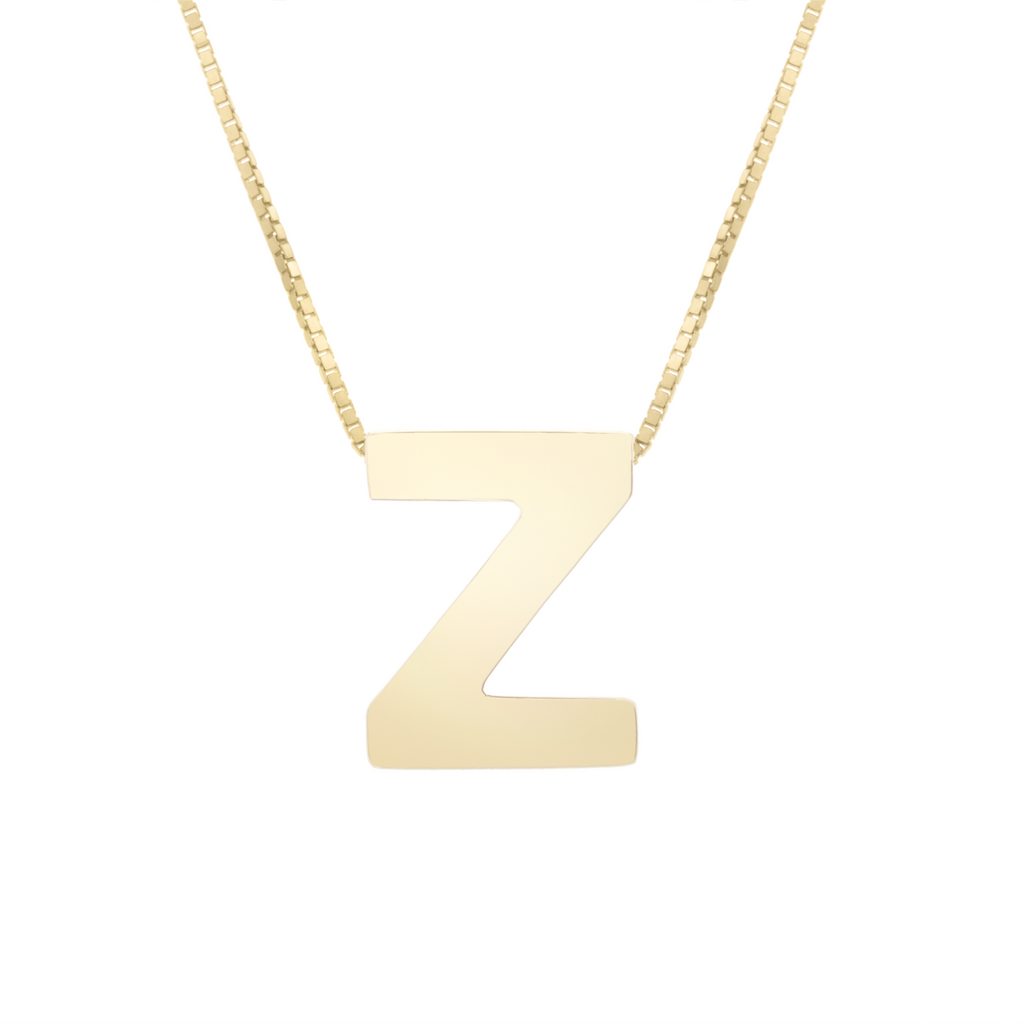 14K Gold Yours Truly Block Letter Initial Letter Necklace