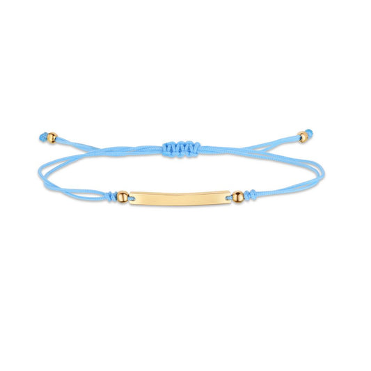 14K Gold Bar Colored Cord Bracelet with Drawstring Closure