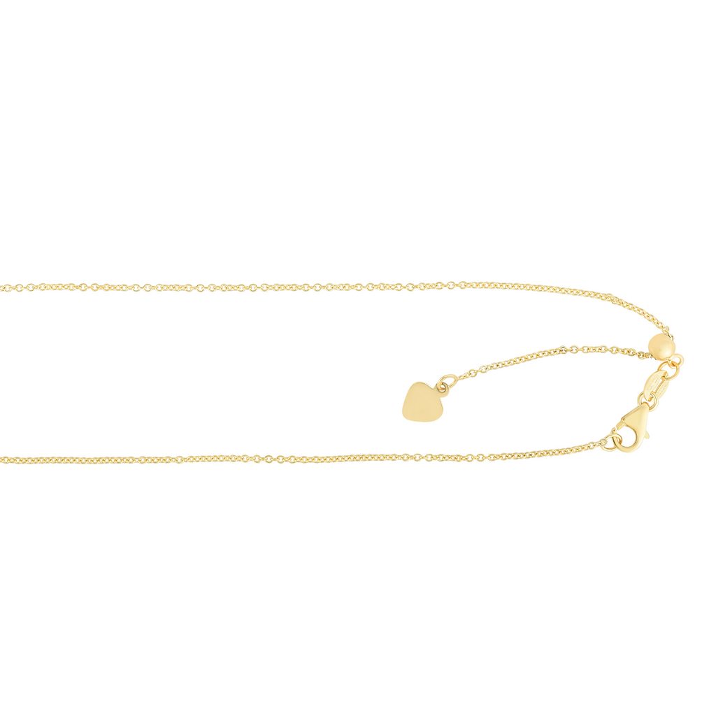 14K Gold Adjustable Cable Chain Necklace with Lobster Lock