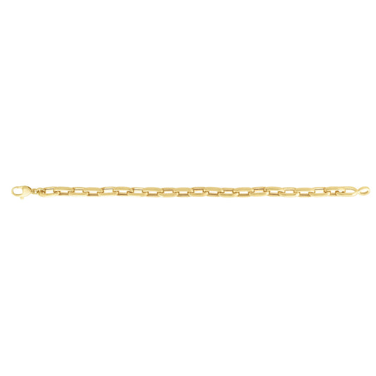 14K Gold Men's Paperclip Chain Bracelet with Lobster Clasp.