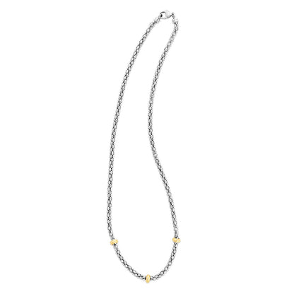 18K Gold and SterlingSilver Popcorn Chain Necklace