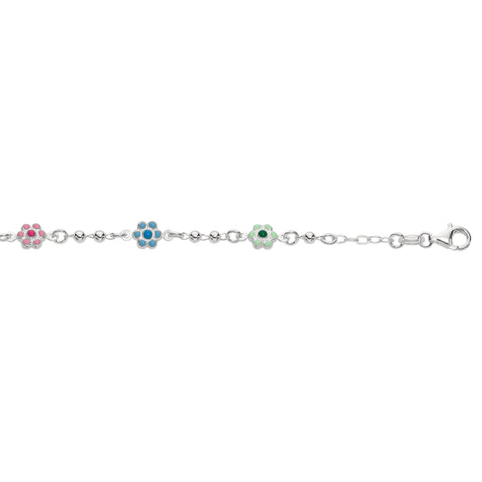 Sterling Silver Flower Station Bracelet