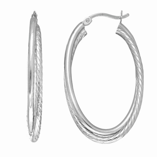 Sterling Silver Oval Double Twist Hoop Earring