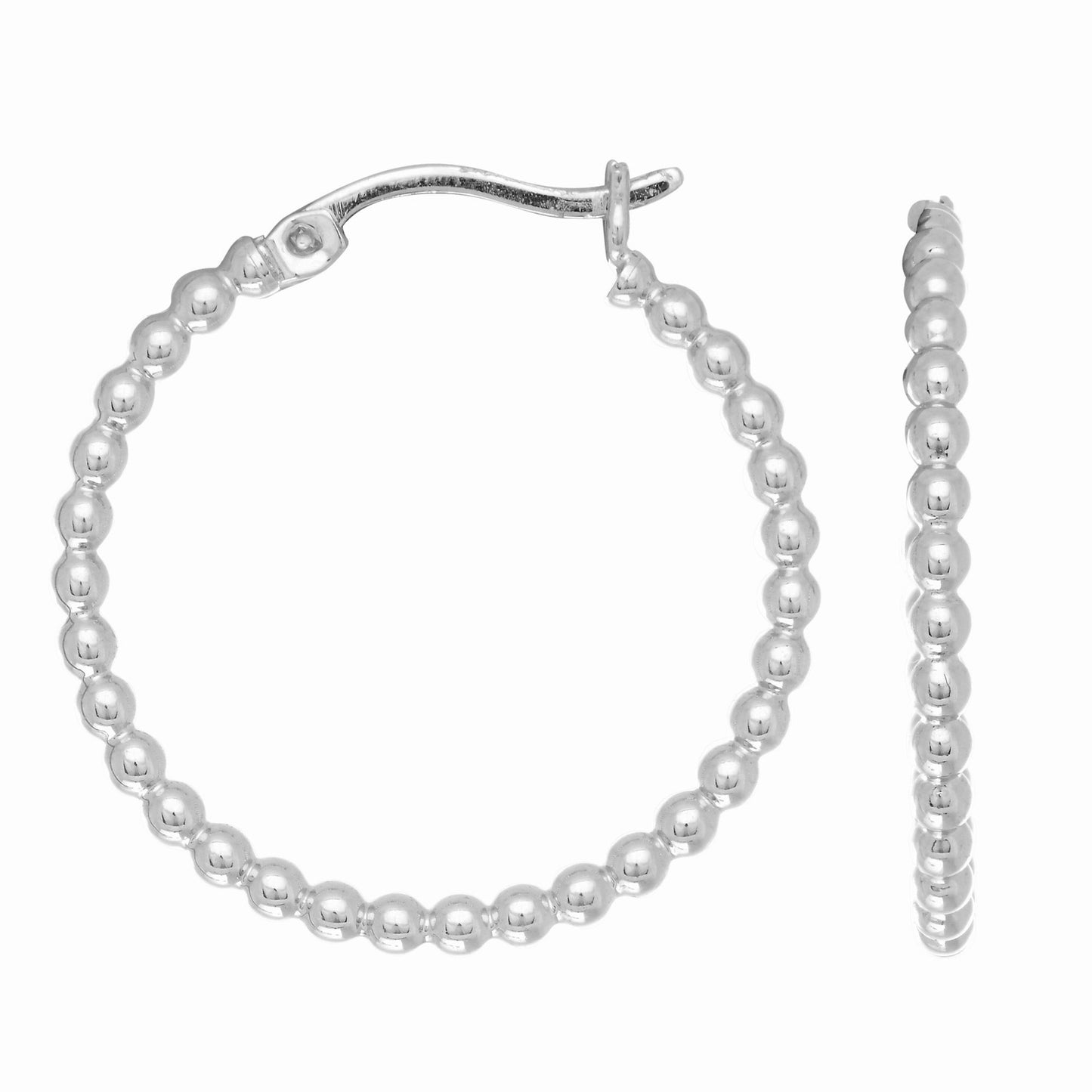 Sterling Silver Bead Hoop Earring