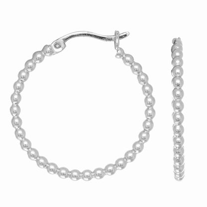 Sterling Silver Bead Hoop Earring