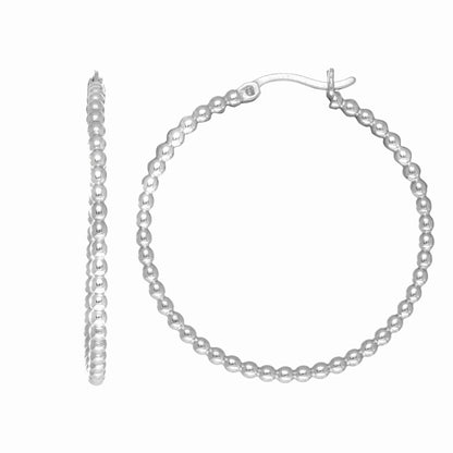 Sterling Silver Bead Hoop Earring