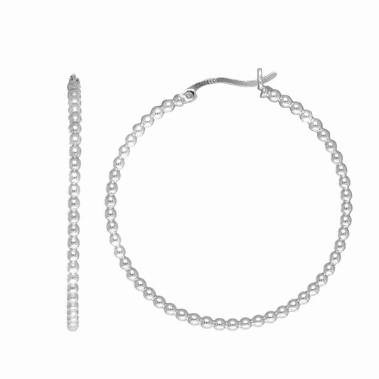 Sterling Silver Bead Hoop Earring