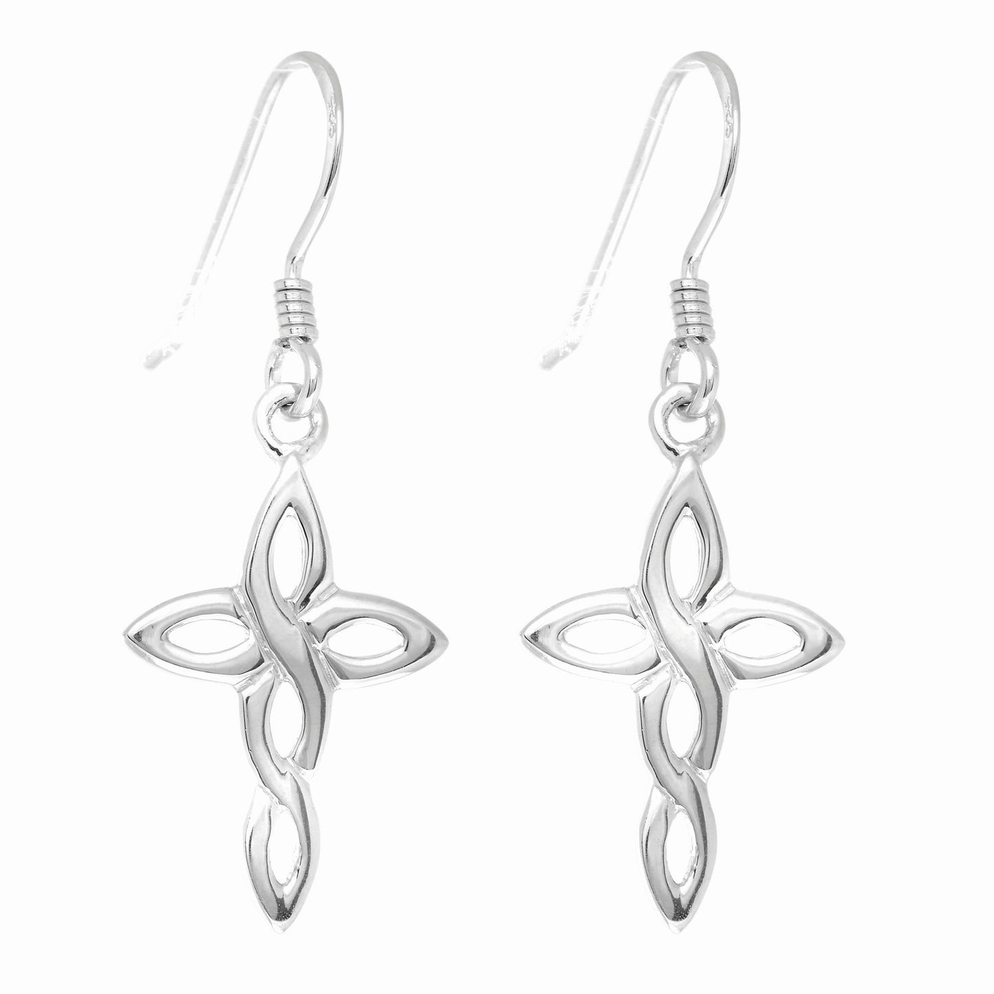 Sterling Silver Celtic Cross Drop Earrings