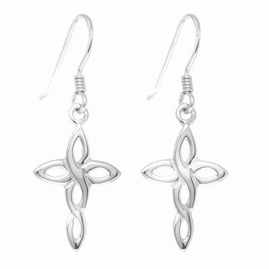 Sterling Silver Celtic Cross Drop Earrings