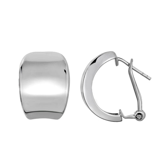 Sterling Silver Polished Wide C Huggie Earring