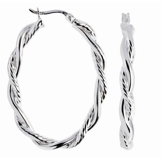 Sterling Silver Diamond Cut Twist Earring