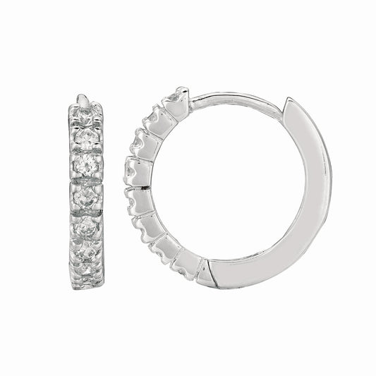 Sterling Silver CZ Hoop Earrings