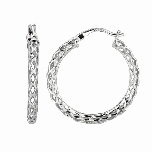 Sterling Silver Birdcage Hoop Earring