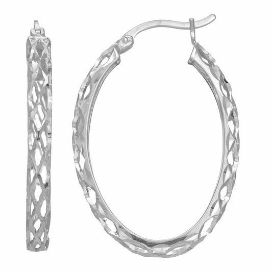 Sterling Silver Oval Birdcage Hoop Earring