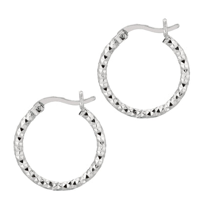 Sterling Silver Diamond Cut Hoop Earring