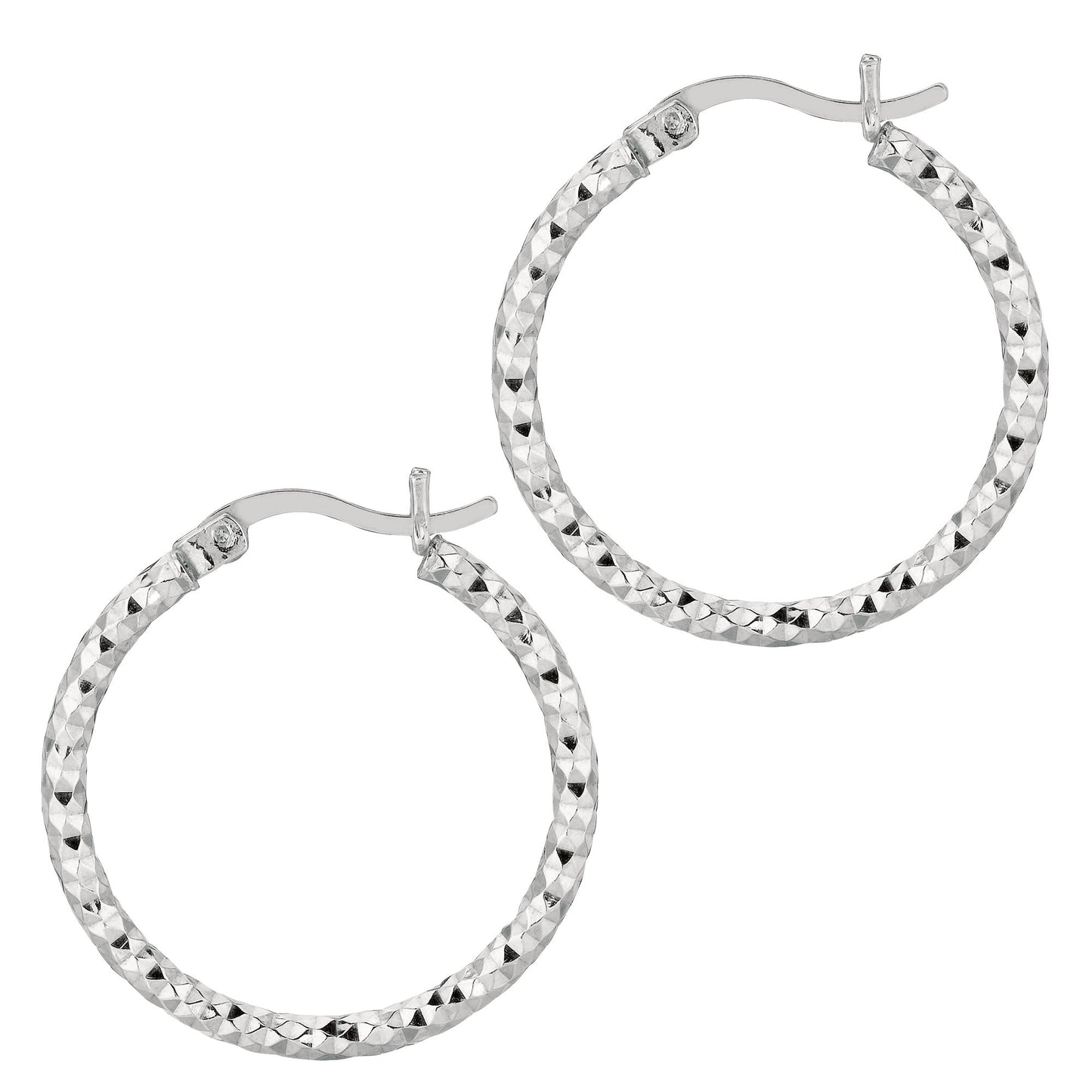 Sterling Silver Diamond Cut Hoop Earring