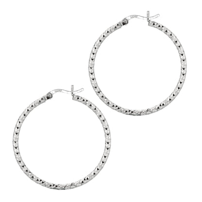 Sterling Silver Diamond Cut Hoop Earring