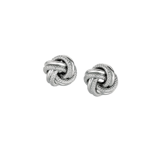 Sterling Silver Mini Textured & Polished Love Knot Earring