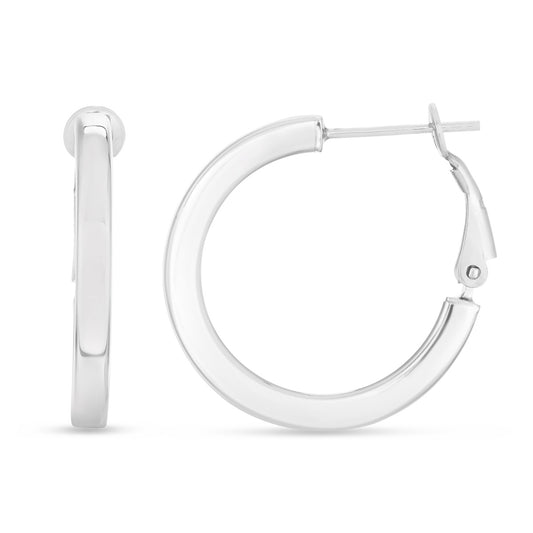 Sterling Silver Polished Hoops with Snap closure