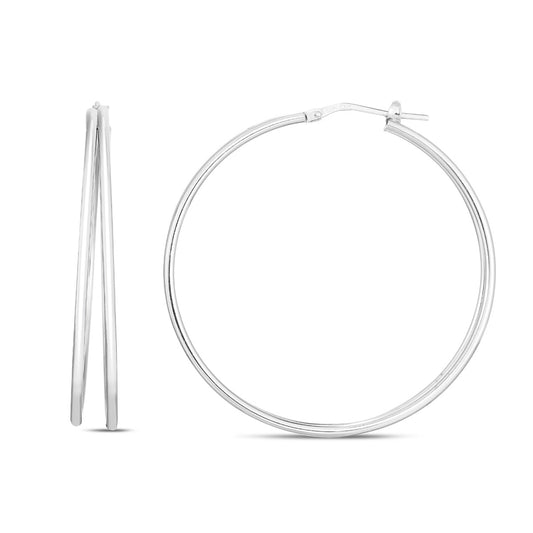 Sterling Silver Polished Split Skinny Hoops with Push Back closure.