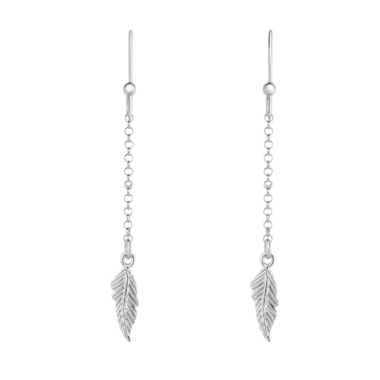 Sterling Silver Chain & Leaf Drop Dangle Earring