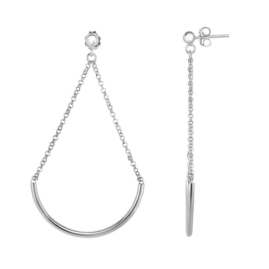 Sterling Silver Chain & Crescent Dangle Earring