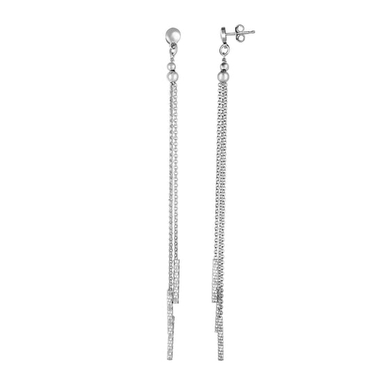 Sterling Silver Double Chain & Bar Long Dangle Earring