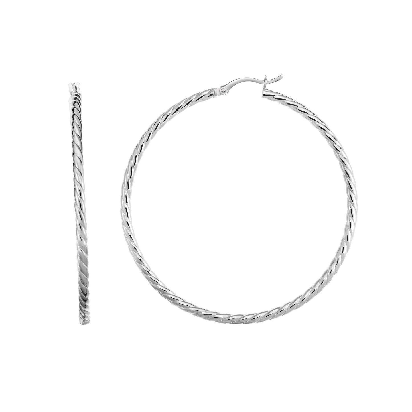 Sterling Silver Twist Hoop Earring