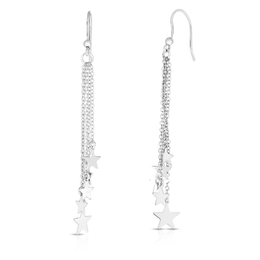 Sterling Silver Star Fringe Drop Earring