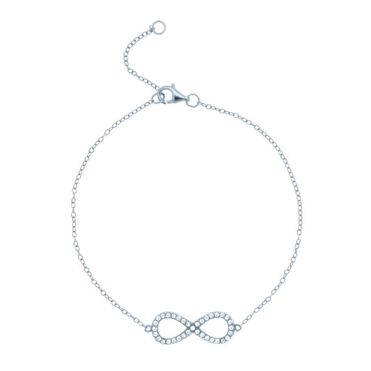 Sterling Silver CZ Pave Infinity Bracelet