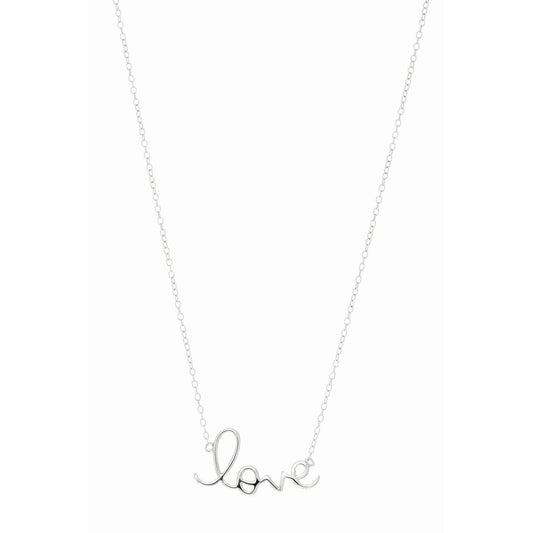 Sterling Silver Love Script Necklace