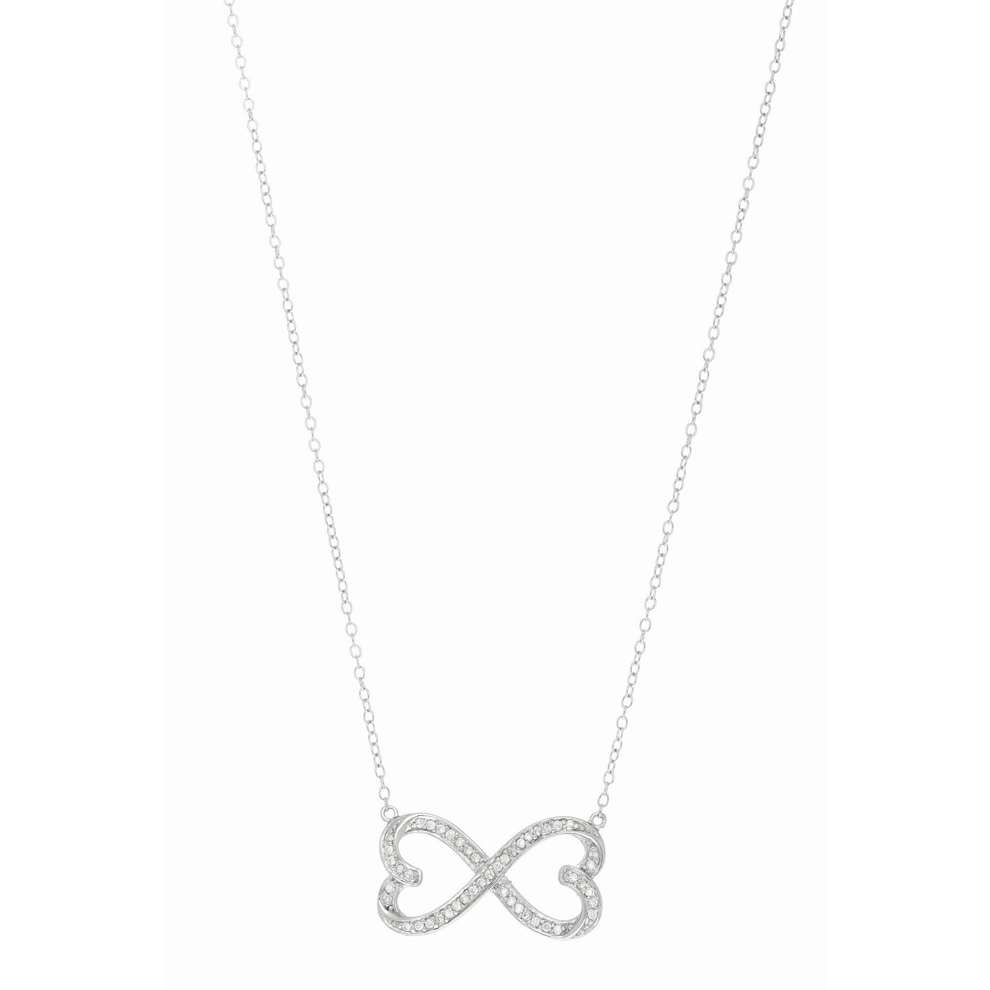 Sterling Silver CZ Infinity Hearts Necklace